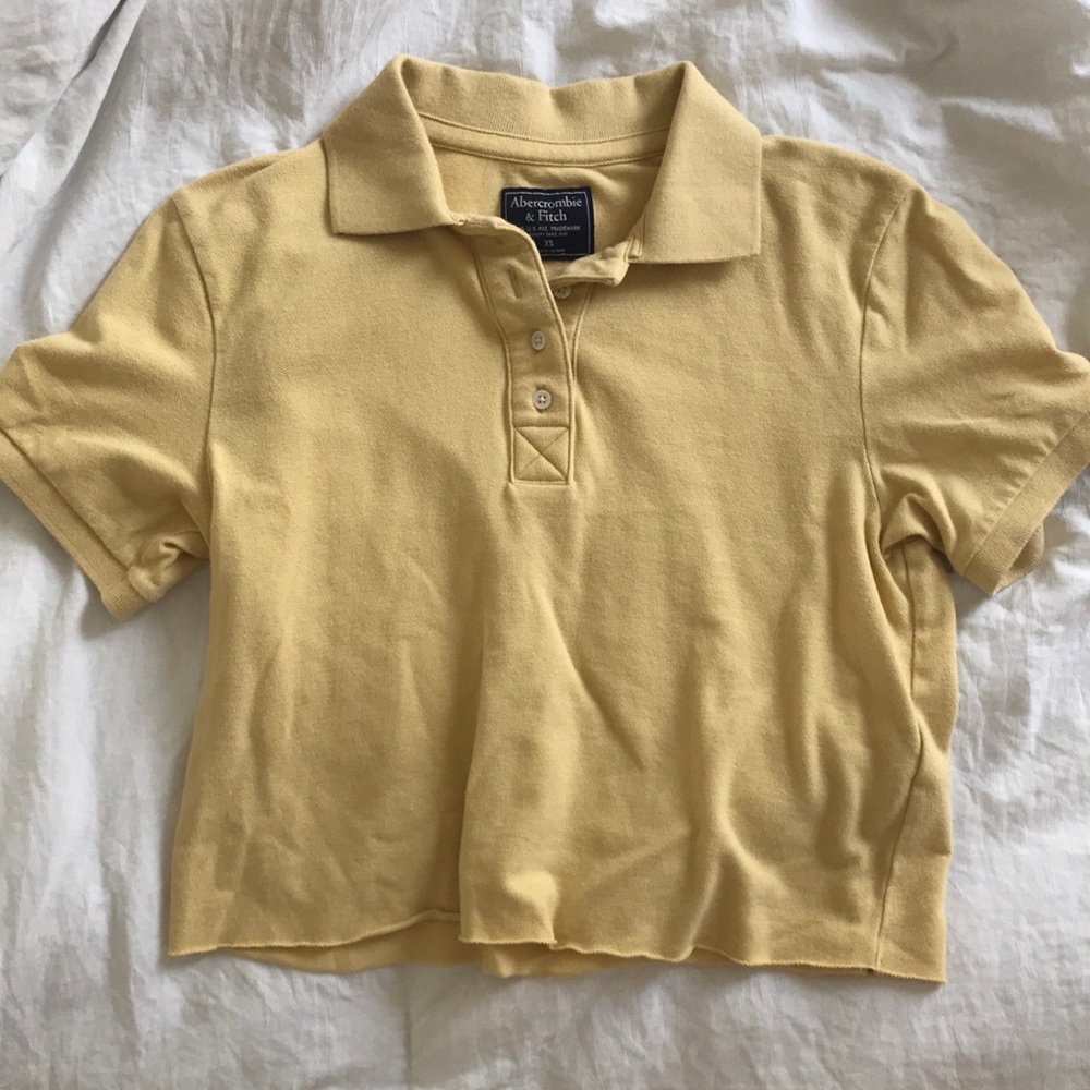 collared cropped yellow t-shirt